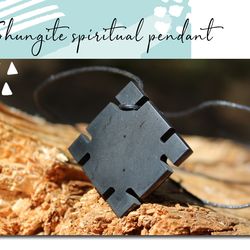 Shungite spiritual stone pendant necklace. EMF protection. Gift for him