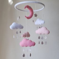 Cloud baby nursery mobile neutral, crib mobile, pregnancy gift, baby shower gift, clouds nursery decor