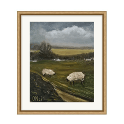 landscape and sheeps wall art, french country scenery posters,digital nature art