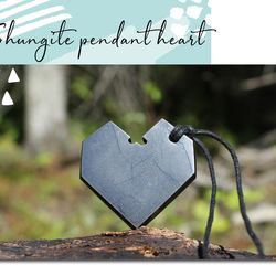 Shungite heart. Natural stone pendant. Shungite art