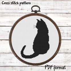 Cat Cross Stitch Pattern, Silhouette Kitten Pattern, Easy Cross Stitch Pattern, Modern Cross Stitch, Pattern Beginner