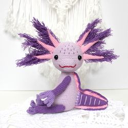 Crochet cute axolotl pattern PDF in English  Amigurumi water dragon