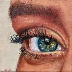 Eye Small Painting On Canvas, Original Oil Art, Miniature Painting, Eye Study