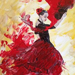 Flamenco Painting Dancer Woman Artwork Canvas Oil Painting