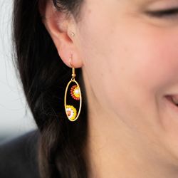 Earrings - Dangle hoop earrings with seed beads 2 pack set