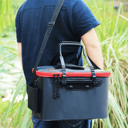 Portable Zipper Fishing Bucket Outdoor Folding EVA Fishing Bag for Live Fish & Bait