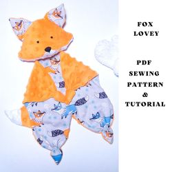 Fox baby lovey PDF sewing pattern Security Blanket Digital Download