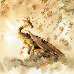 Golden dragon Original fantasy art by Yulia Evsyukova
