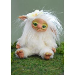 Flower troll toy, forest troll, toy handmade, ooak