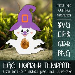 Cute Ghost Halloween Egg Holder Template for paper cutting