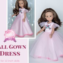 beautiful pink fluffy dress for paola reina doll, little darling by dianna effner clothes, 13 inch doll clothes