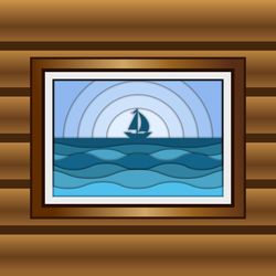 3d papercut sea view panel. multi layered template for cnc cut. wall art for home interior decor