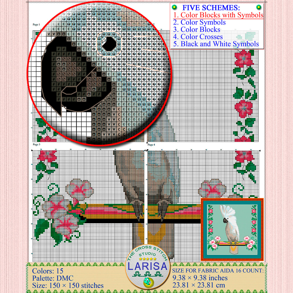 Parrot cross stitch pattern