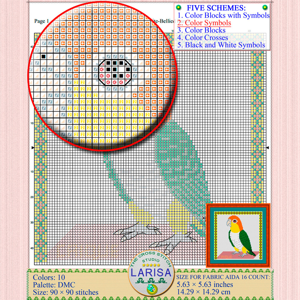 Caique cross stitch pattern