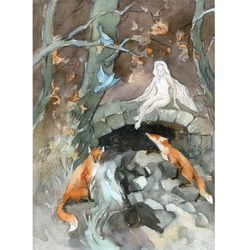 Fairy and fox spirits Original fantasy art by Yulia Evsyukova