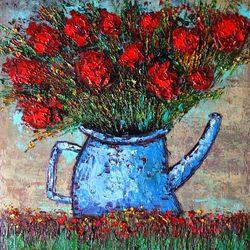 Flowers Painting Oil Abstract Floral Original Art Wildflowers Still Life