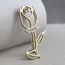 Rose Flower Metal Brooch, Matte gold Birth Flower brooch, Rose Flower Brooch, Floral Brooch, Flower Lapel Pin