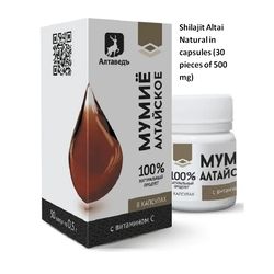 Shilajit Mumiyo Mumijo Altai Natural and vitamin C (30 pieces of 500 mg)