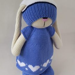 Bunny doll plush, Bunny Stuffed Animal, Crochet Bunny Doll with clothes, Gift idea kids