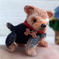 crochet yorkshire terrier, yorkie puppy, realistic dog toy, miniature teddy dog