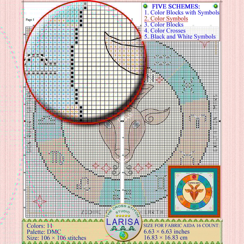 Sea goat cross stitch pattern