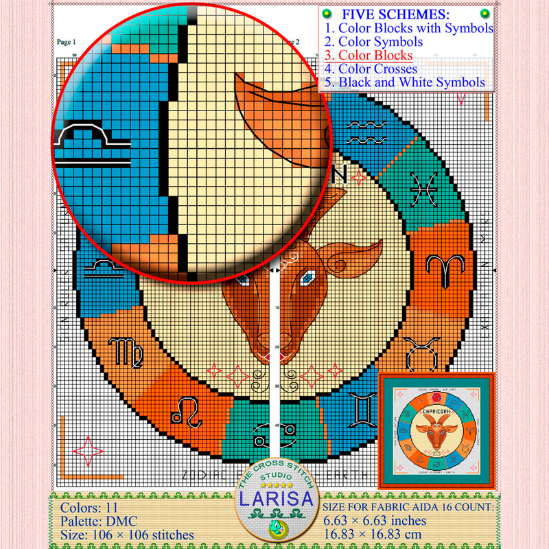 Horned goat cross stitch pattern
