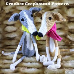 Crochet Greyhound Pattern Crochet Whippet Pattern Dog Crochet Pattern Amigurumi Dog Pattern