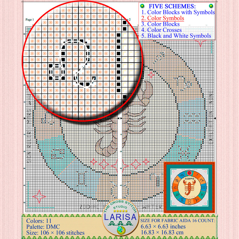 Sign of scorpio cross stitch pattern