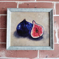 Figs original painting, Fruit kitchen wall decor, Figs still life impasto painting, Figs fruit wall art