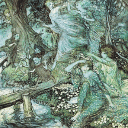 pdf counted vintage cross stitch pattern | victorian fairy tale painting | arthur rackham 1867-1939 | 3 sizes