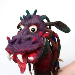Dragon hand puppet , monster puppet puppet for puppet theater, glove doll.