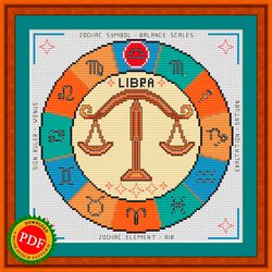Libra Cross Stitch Pattern | Libra Zodiac Sign