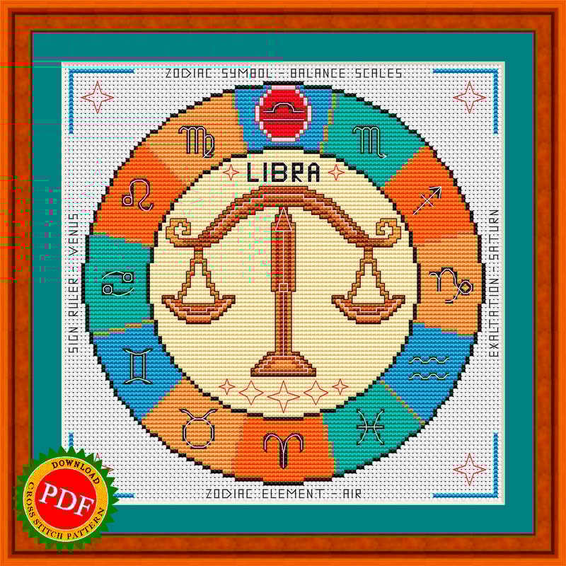 Libra cross stitch pattern