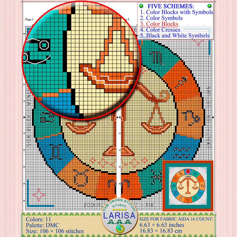 Sign of libra cross stitch pattern