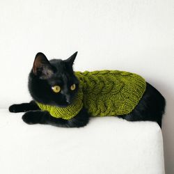 Cable pets sweater Clothes for pet Cats sweater Dog sweater Knitwear for cats Kitten jumper Handknit cat outfit
