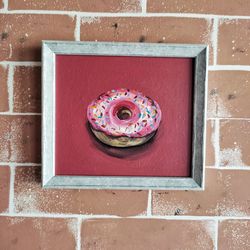 Donut Painting Dessert Original painting Kitchen Wall Decor Donut Wall Art Donut Artwork Food Painting