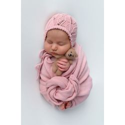 Newborn wrap set for photography Newborn bonnet Knit wrap and hat set