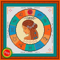Virgo Cross Stitch Pattern | Virgo Zodiac Sign