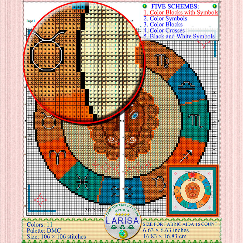 Leo cross stitch pattern