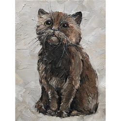 cat painting pet original art animal artwork small oil impasto painting 9 by 7 cat wall art by alyonart