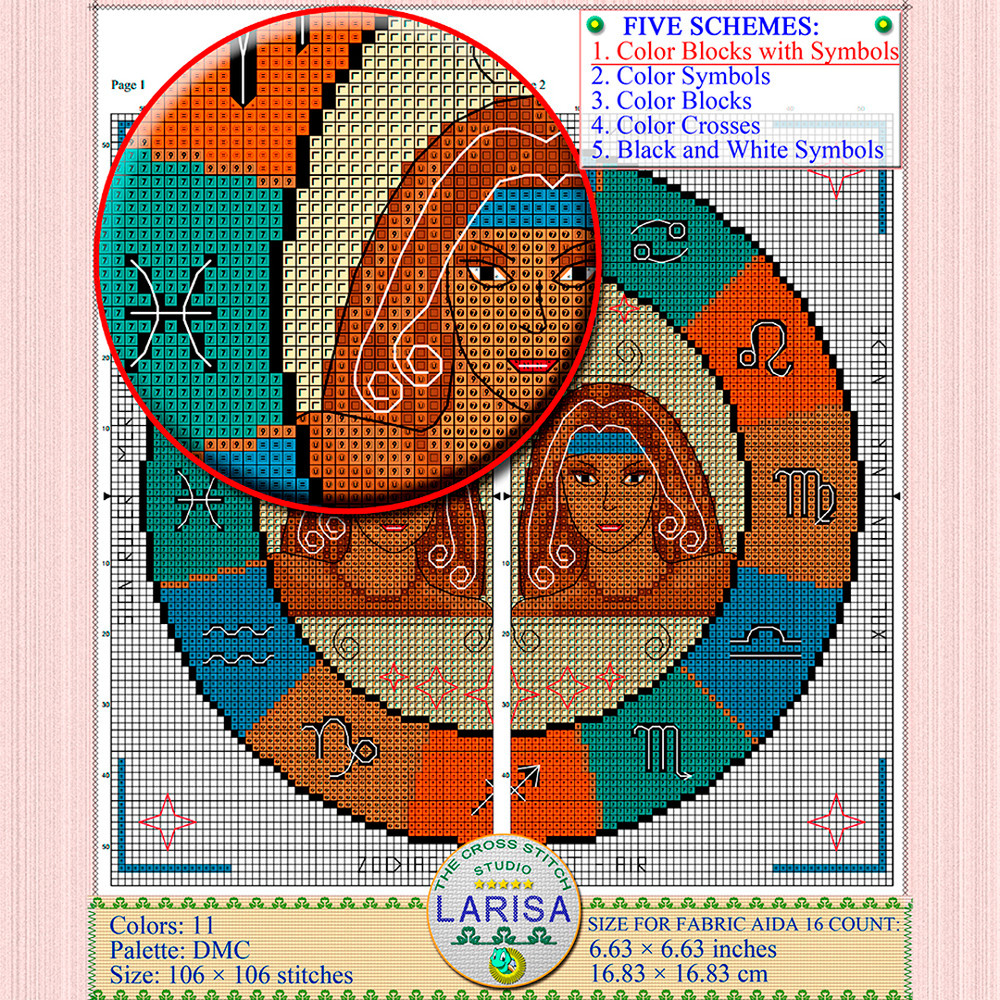 Gemini cross stitch pattern