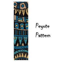 Ethnic Peyote Bead Pattern Bracelet, Indian style, Seed Beading Peyoted Beaded Pattern PDF