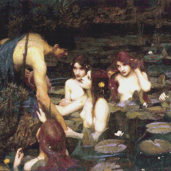 PDF Counted Vintage Cross Stitch Pattern | Hylas and the Nymphs | John William Waterhouse 1896 | 3 Sizes