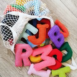 Big English alphabet, Baby letter home decor, Safe educational toys, ABC crochet, Early learning, Knitted soft 26 letter