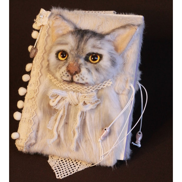 Fluffy Faux Fur Cute Cat Journal, Notebook, Art Book for dra - Inspire ...