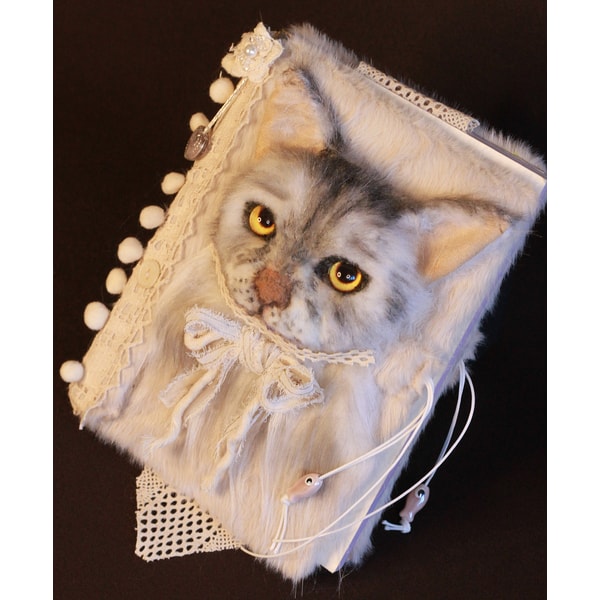 Fluffy Faux Fur Cute Cat Journal, Notebook, Art Book for dra - Inspire ...