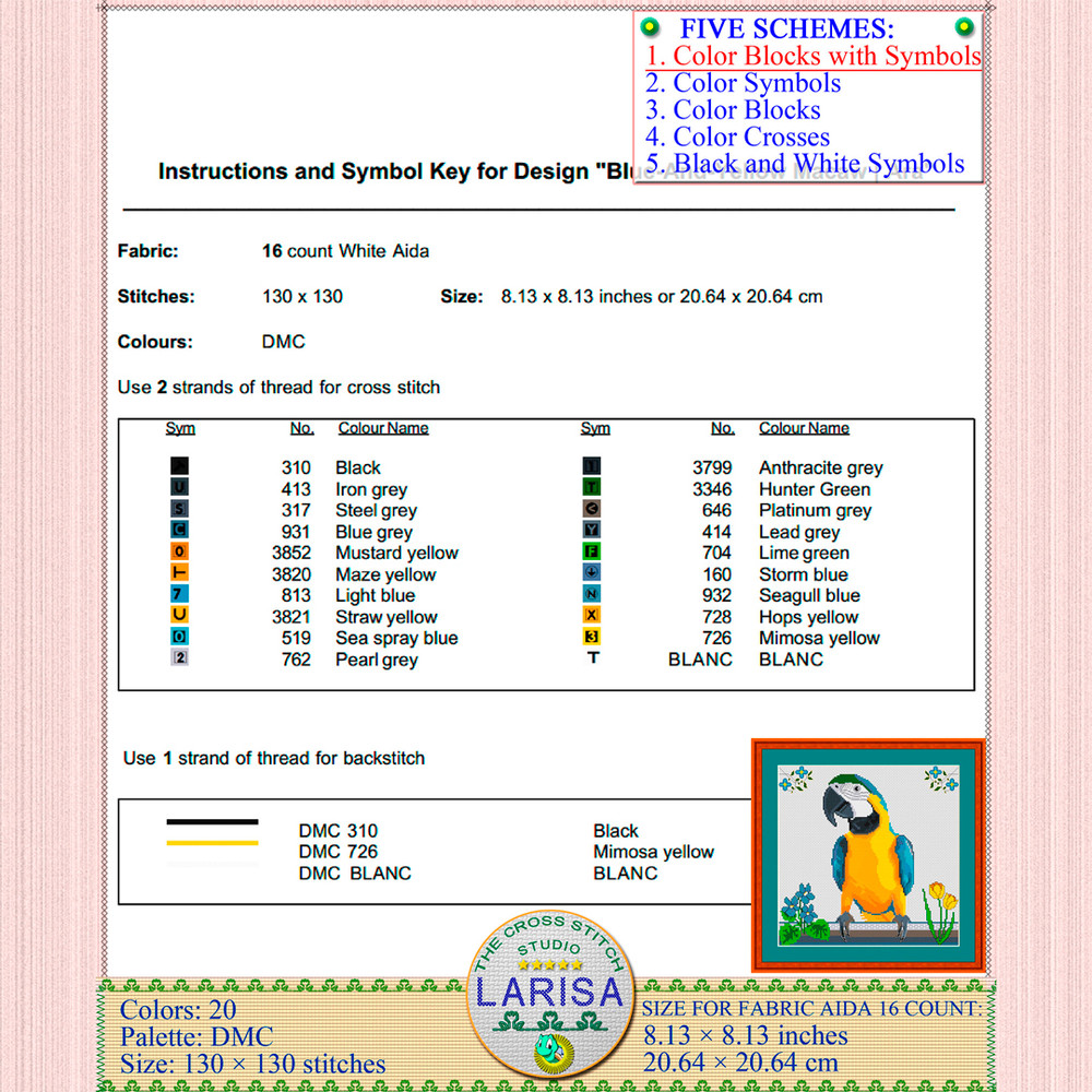 Macaw Cross Stitch Pattern