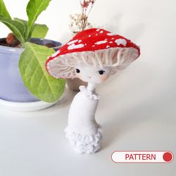 Mushroom felt pattern , mushroom decor cute for nursery , stuffed toys felt or plush sewing pattern