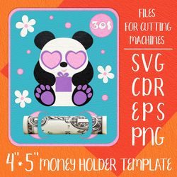 panda birthday card, money holder template