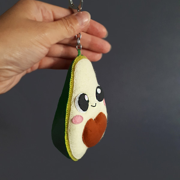 Avocado keychain felt pattern, kawaii toy plush stuffed.jpg